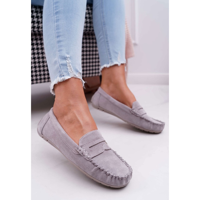 SEA Bolero de camurça mocassins cinza feminino 1