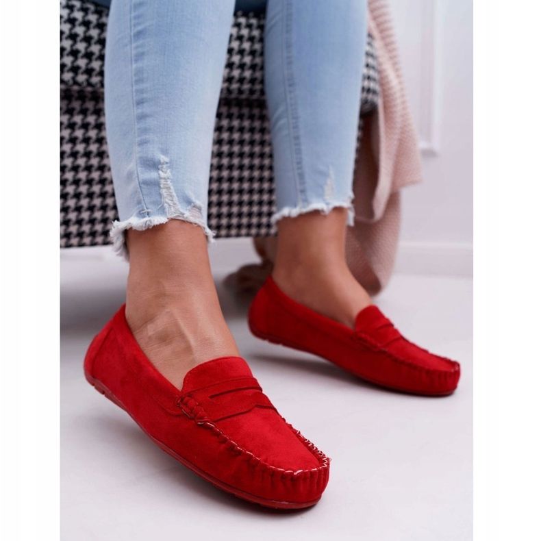 PS1 Mocassins de camurça vermelha feminino vermelho 1