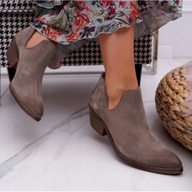 Nicole Botas femininas de couro cappuccino anabela bege 2