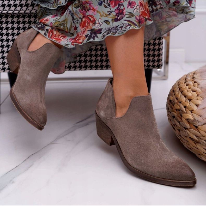 Nicole Botas femininas de couro cappuccino anabela bege 2