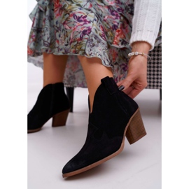 Nicole Botas femininas de couro preto com salto Chavai 1