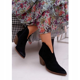 Nicole Botas femininas de couro preto com salto Chavai 2