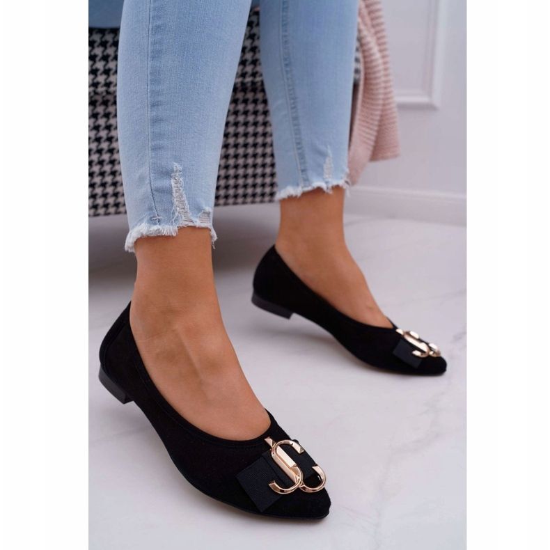 Nicole Bailarinas em camurça preta feminina preto 2