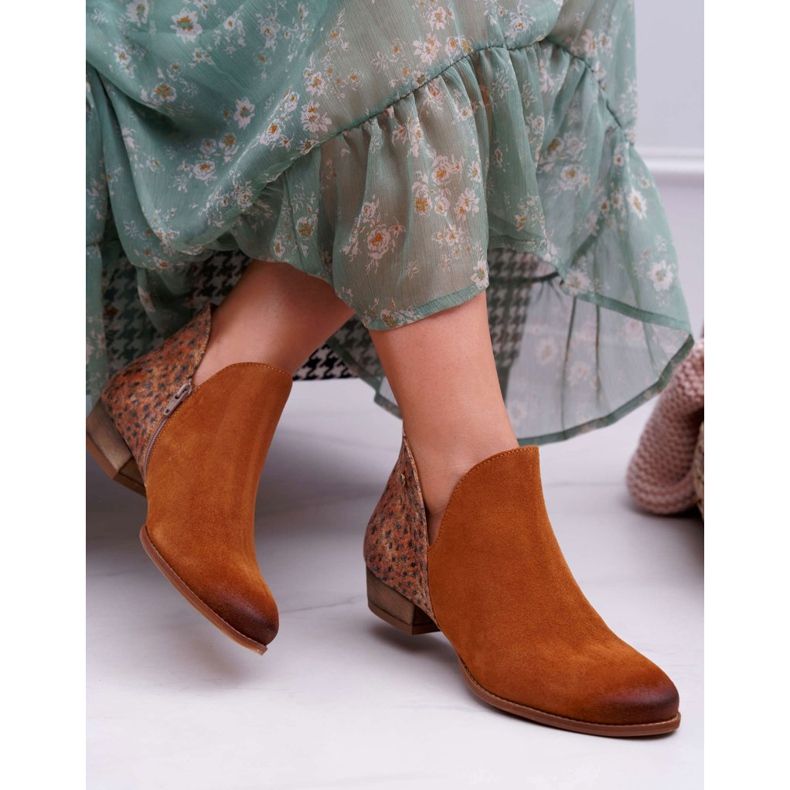 Botas rasteiras femininas Maciejka Spring Couro Vermelho 04091-49 castanho 2