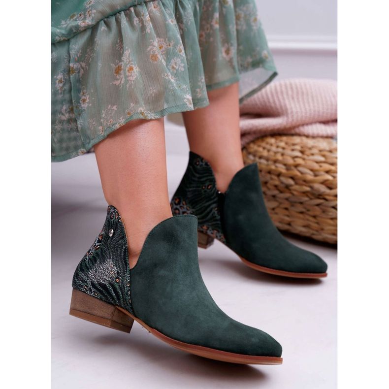 Botas rasteiras femininas Maciejka primavera couro verde 04091-19 1