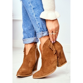 Botas femininas de couro com salto Laura Messi Camel 2133 marrom 2