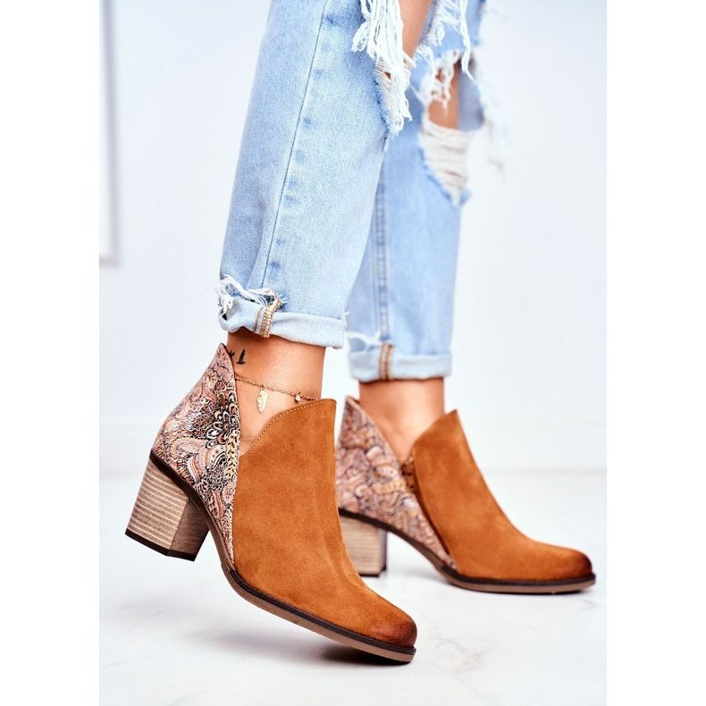 Botas de salto feminino Maciejka Spring Couro Vermelho 04492-29 castanho 1