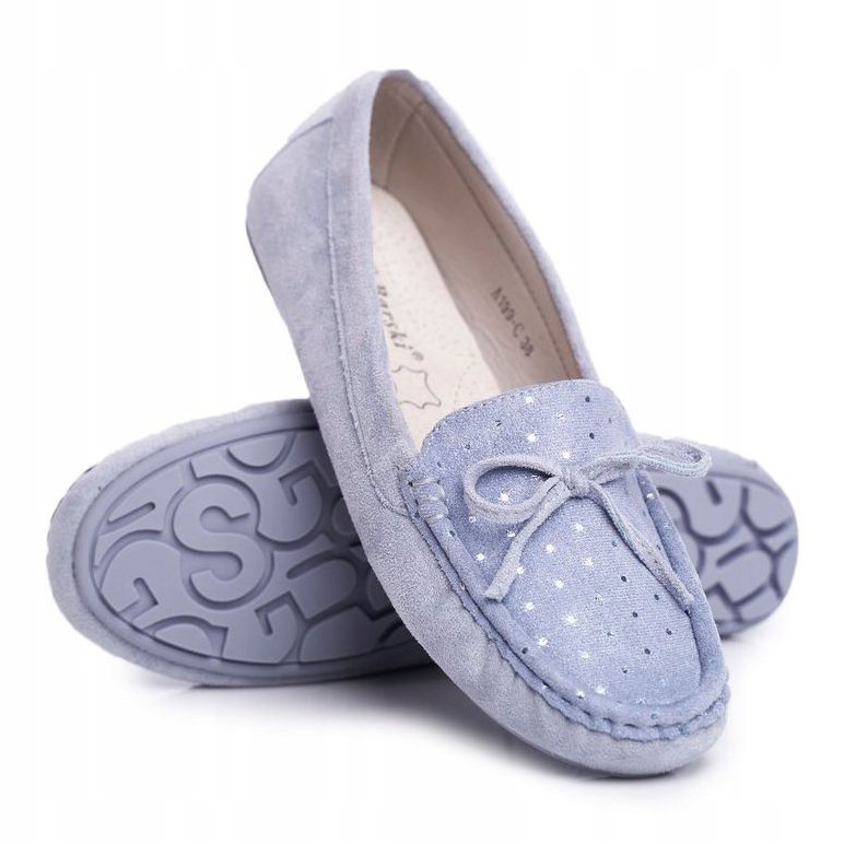 Mocassim feminino camurça S.Barski A199 Azul Wannabe 1