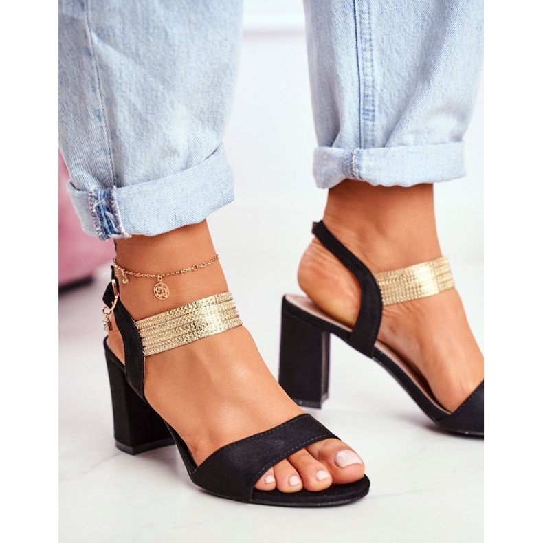 S.Barski Sandálias femininas com salto em camurça preta Enjoy preto 1 S.Barski Sandálias femininas com salto em camurça preta Enjoy preto 1