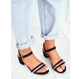 S.Barski Sandálias femininas de salto com glitter preto Wixi 2