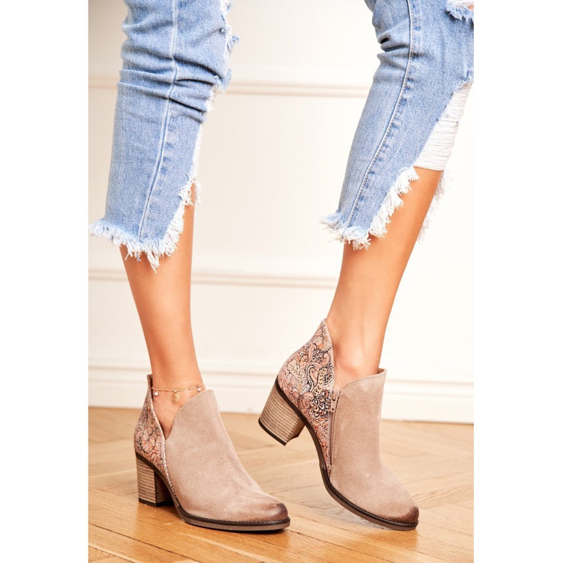 Botas femininas com salto Maciejka Spring Couro Bege 04492-04 1