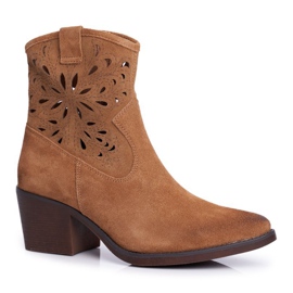 S.Barski Botas de couro feminino Camel Barski 12622 castanho 2