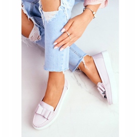 S.Barski Mocassins femininos em couro rosa Lovren 2