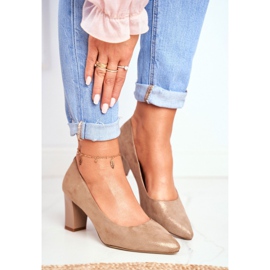 Bombas Femininas Sergio Leone PB403 Bege Cintilante Herline 1