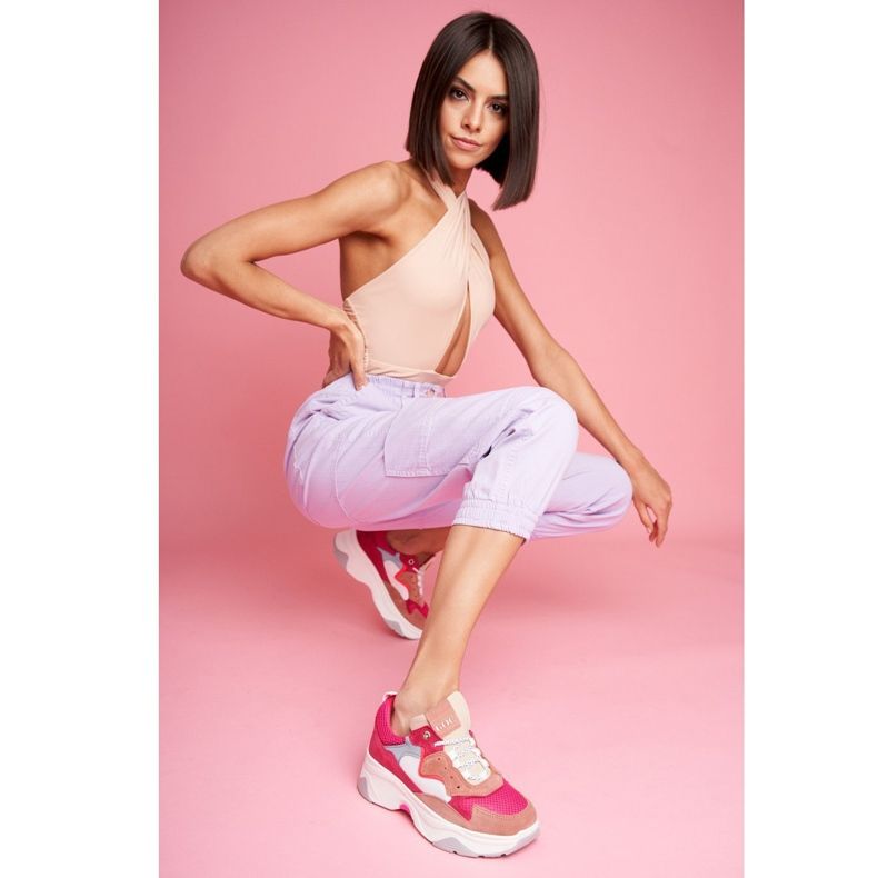 Calçados esportivos femininos em couro GOE rosa FF2N3010 branco 1