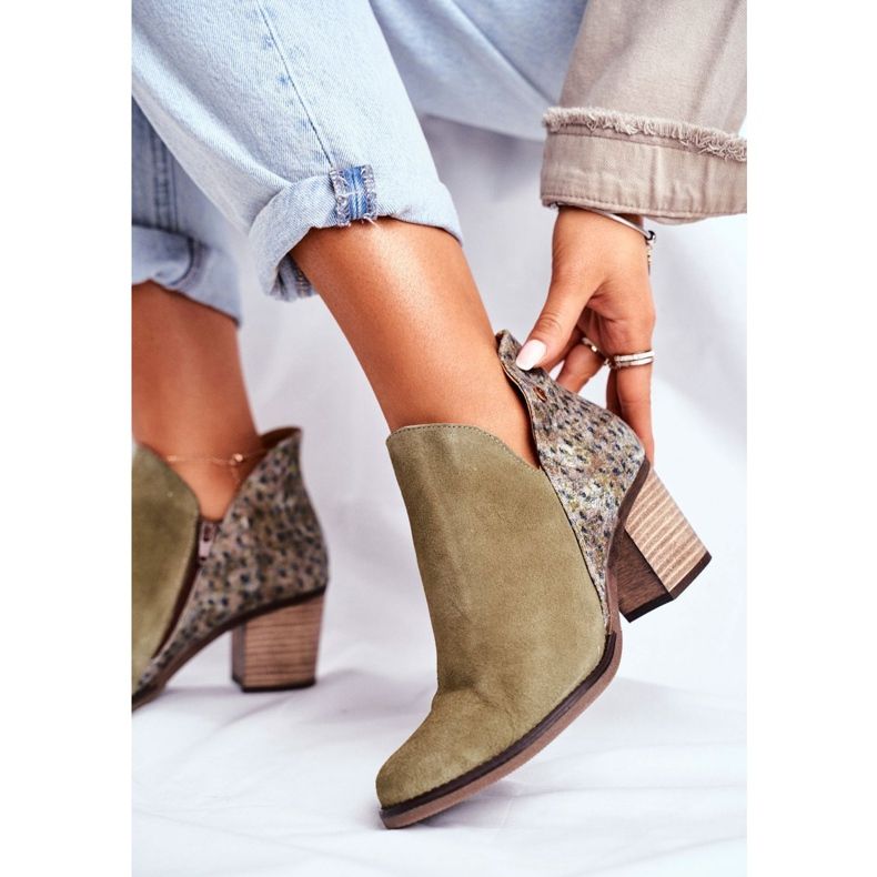 Botas femininas com salto Maciejka Spring Couro Olive 04492-24 verde 1 Botas femininas com salto Maciejka Spring Couro Olive 04492-24 verde 1