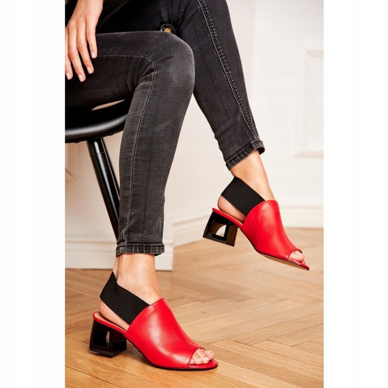 Sandálias femininas com salto alto Laura Messi Couro Vermelho Grehno 1919 1