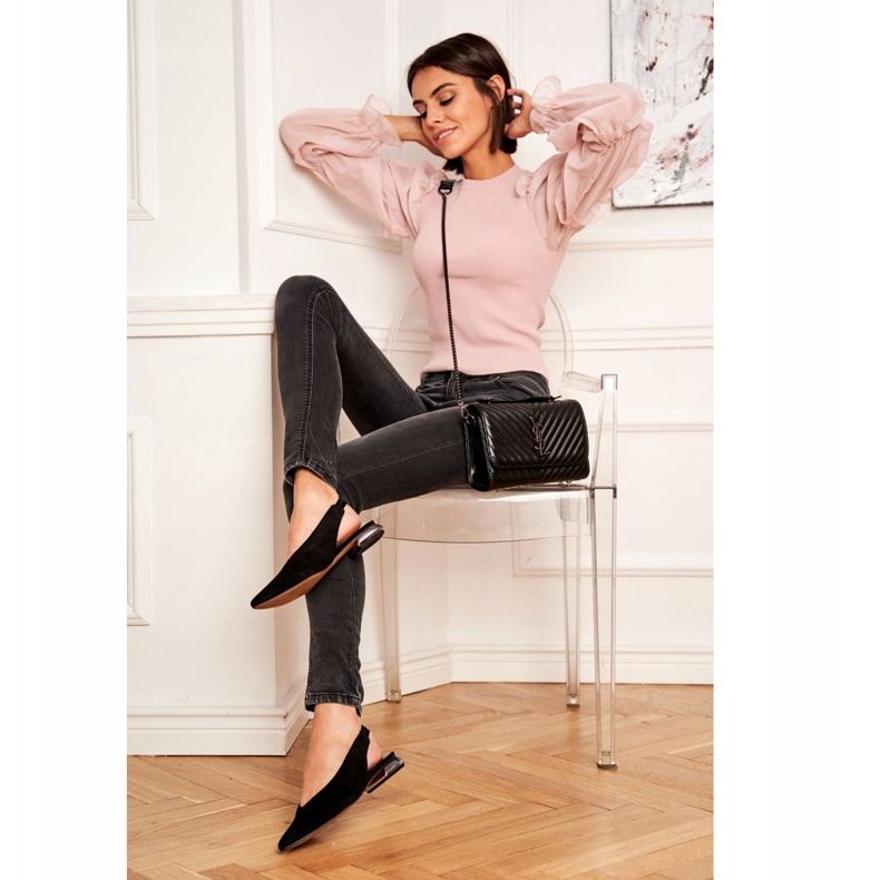 Bailarinas femininas Laura Messi Couro Preto 2127 1