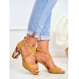 Sandálias femininas de salto alto Sergio Leone Yellow SK865 amarelo 1