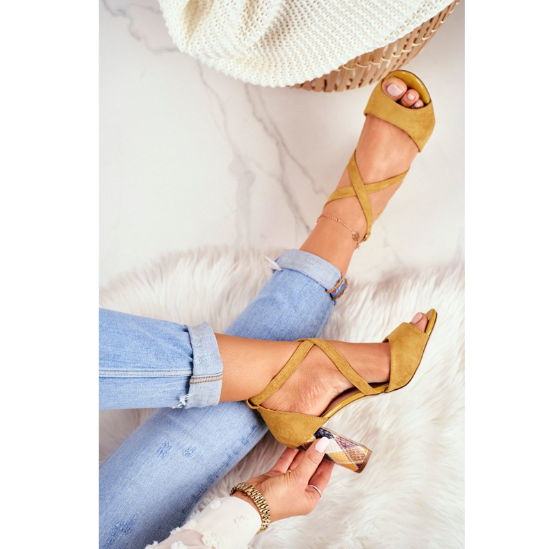 Sandálias femininas de salto alto Sergio Leone Yellow SK865 amarelo 2