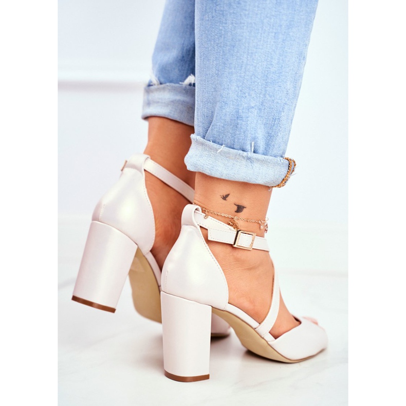 Sandálias femininas de salto alto Sergio Leone Beige Pearl SK865 bege 2