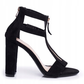 PS1 Sandálias femininas com salto em camurça preta Folly preto 1