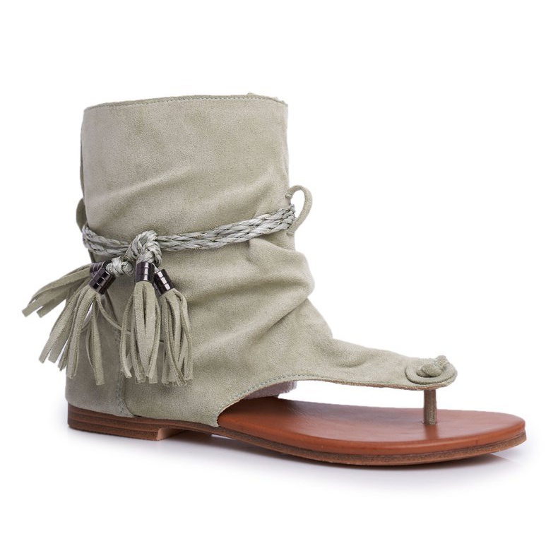 SEA Sandálias femininas chinelos com canela verde SL1011 Madrit 1