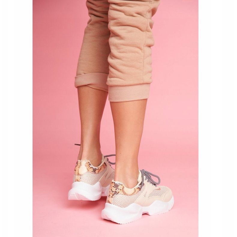 PS1 Sapatos esportivos femininos couro de cobra bege Giselle 2