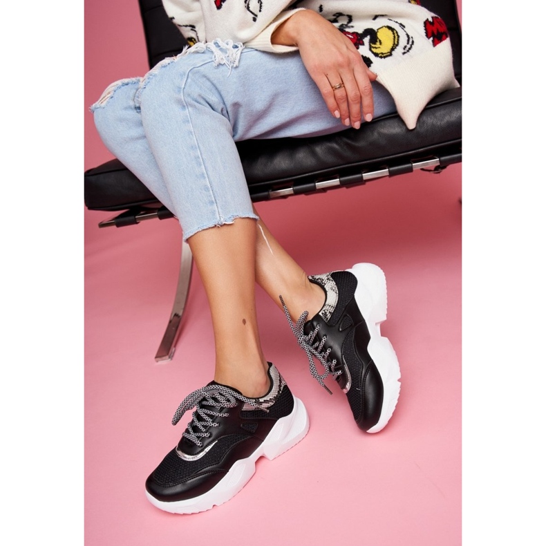 PS1 Sapatos esportivos femininos Snake Black Giselle preto 1