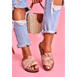 SEA Chinelos femininos com laços de cortiça em felis rosa 2