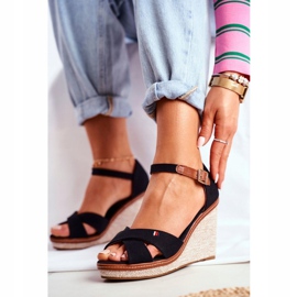 SEA Sandálias femininas com cunha Black LaMane preto 1