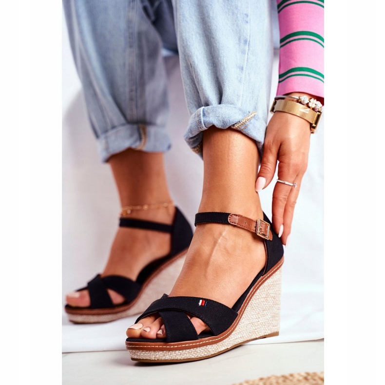 SEA Sandálias femininas com cunha Black LaMane preto 1