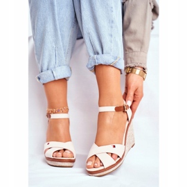 SEA Sandálias femininas em cunha bege LaMane 2