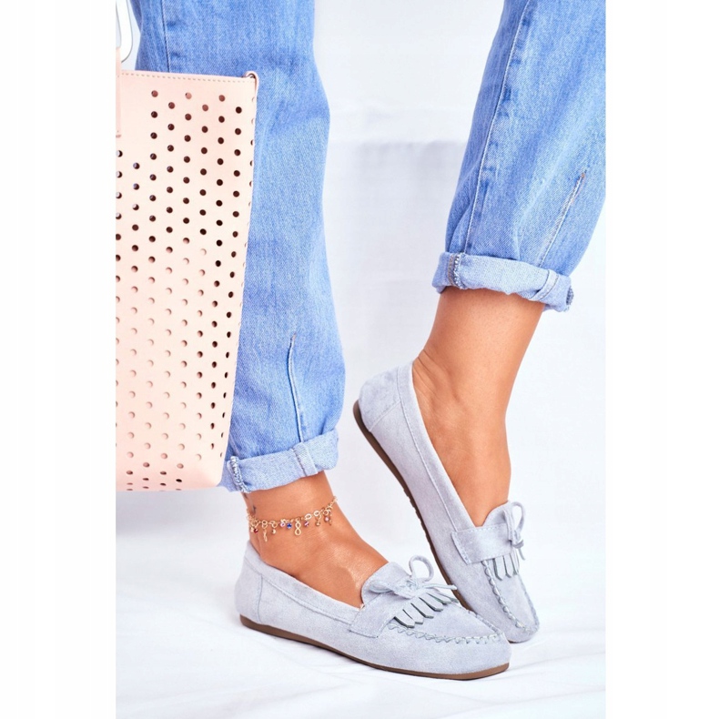 BUGO Mocassins femininos camurça azul velucci 1