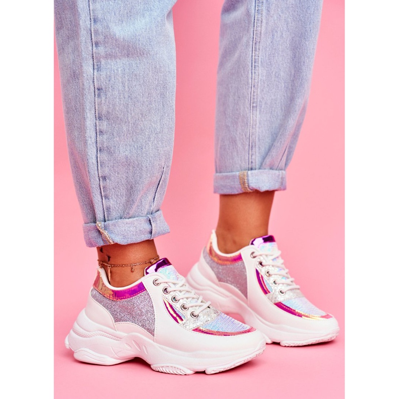 BUGO Calçados Esportivos Femininos Brilho Brilho Vebi branco 2
