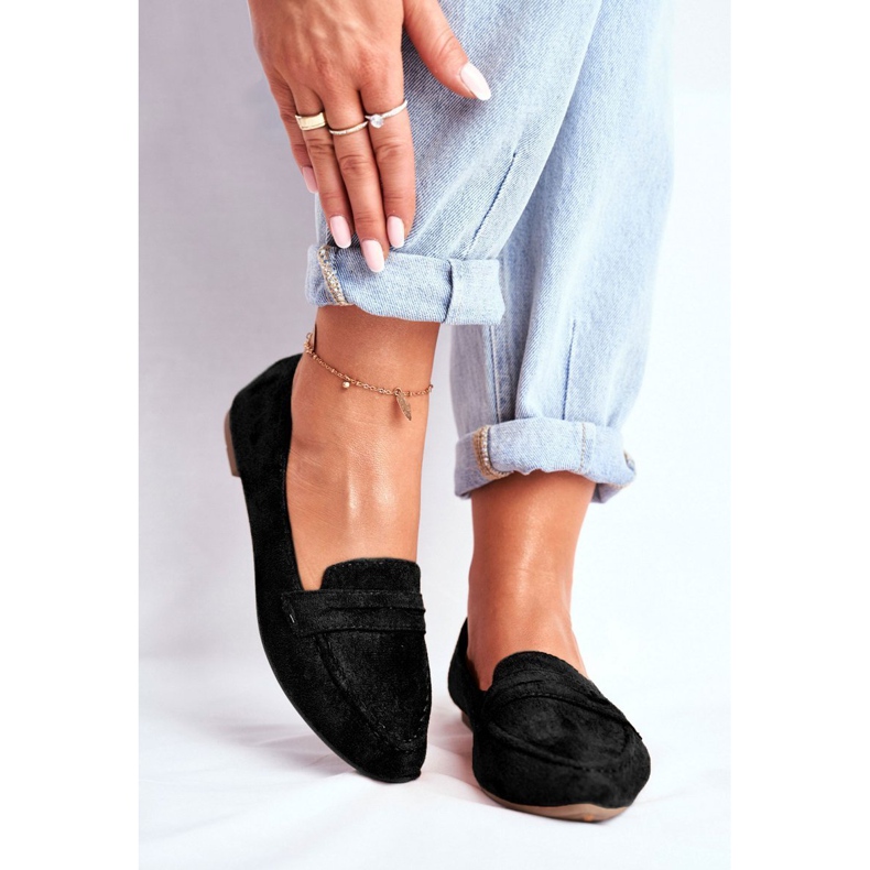 BUGO Mocassim feminino camurça CH-1M6 preto laveria 1