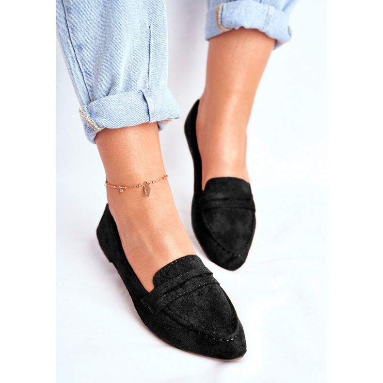 BUGO Mocassim feminino camurça CH-1M6 preto laveria 2