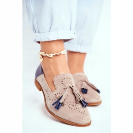 Mocassins de couro Maciejka da Brogues Femininos Bege 04484-04 / 00-5 2