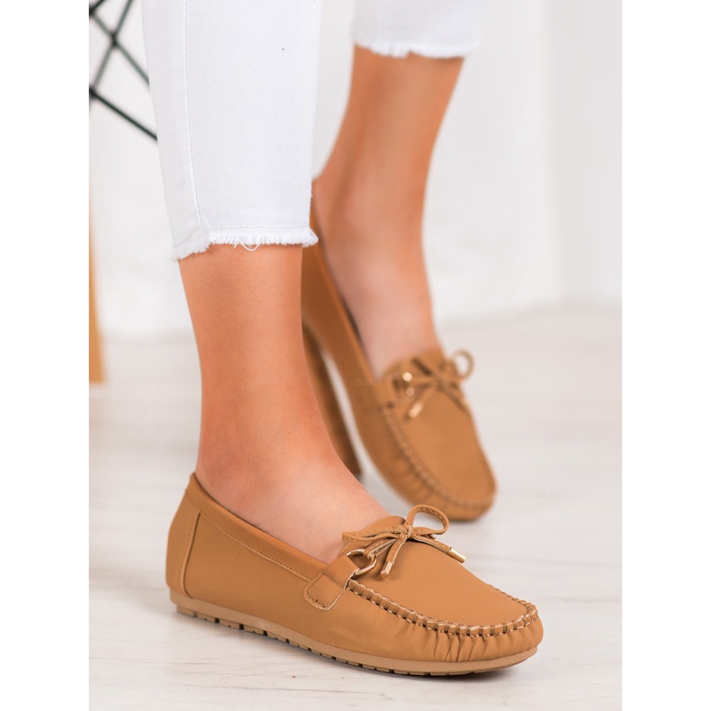 Diamantique Mocassins de couro marrom ecológico 1