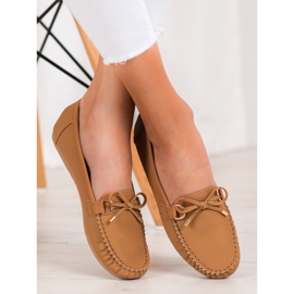 Diamantique Mocassins de couro marrom ecológico 2