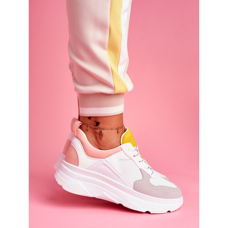 BUGO Calçados Esportivos Femininos Rosa e Branco Fresno 2