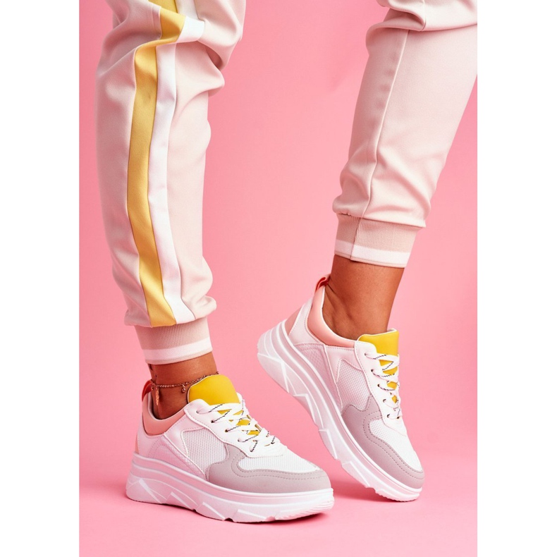 BUGO Calçados Esportivos Femininos Rosa e Branco Fresno 1