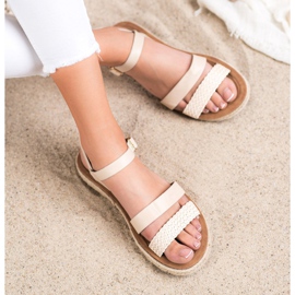 SHELOVET Sandálias de couro ecológico trançado castanho 1