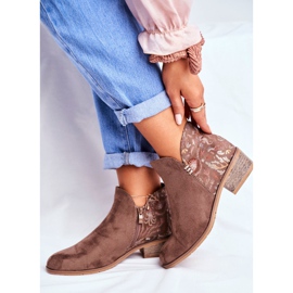 Botas femininas de salto plano Spring Brown Elizabeth marrom 2