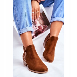 Botas femininas com salto plano Spring Camel Elizabeth marrom 1