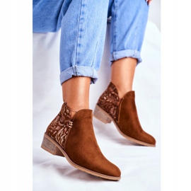 Botas femininas com salto plano Spring Camel Elizabeth marrom 2