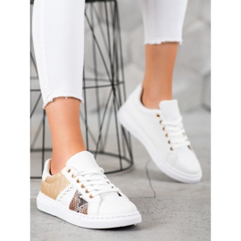 SHELOVET Tênis brancos confortáveis amarelo 2