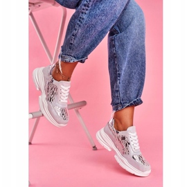 S.Barski Sapatos esportivos femininos de couro prata tênis Palm Bay cinza 1