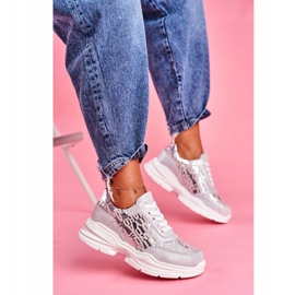 S.Barski Sapatos esportivos femininos de couro prata tênis Palm Bay cinza 2