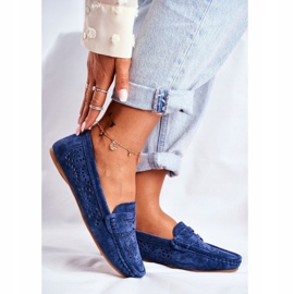 S.Barski Mocassins femininos com acabamento em couro azul marinho Salem azul-marinho 1